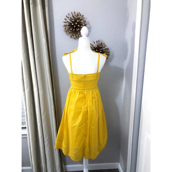 J.Crew Point Sur Tie-Shoulder Yellow Midi Summer Cotton Voile Dress Size 4 - Picture 7 of 12